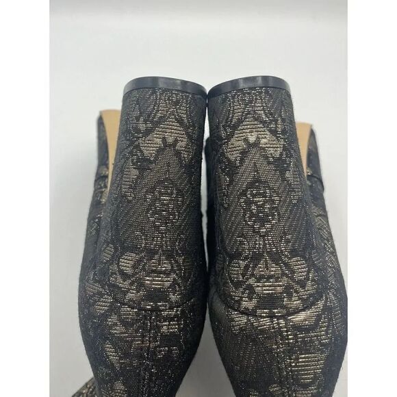 MARC FISHER Newbia Black/Gold Metallic Block Heel Booties Sz 8M New Without Box - Picture 7 of 12